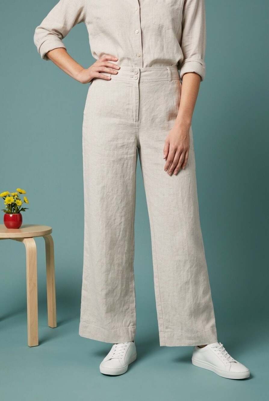 Talbots 100% Linen Wide Leg Pants in Flax #701